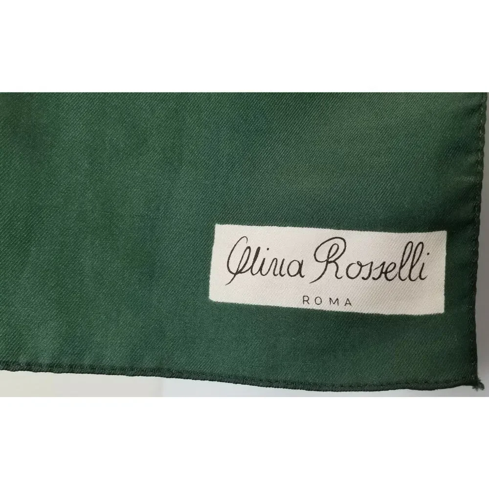 II) Vintage Olivia Rosselli Roma Italian Women's Scarf Green Almond 13